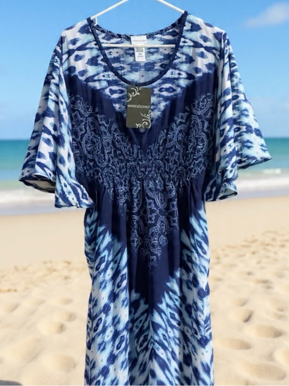 Blue Tie-Dye Boho Smocked coverup new with tags
Wearabout brand size large
